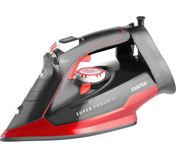 Изображение товара Утюг Centek красный 3000 Вт, керамическая подошва, 320 мл, паровой удар, самоочистка, защита протекания CT-2359