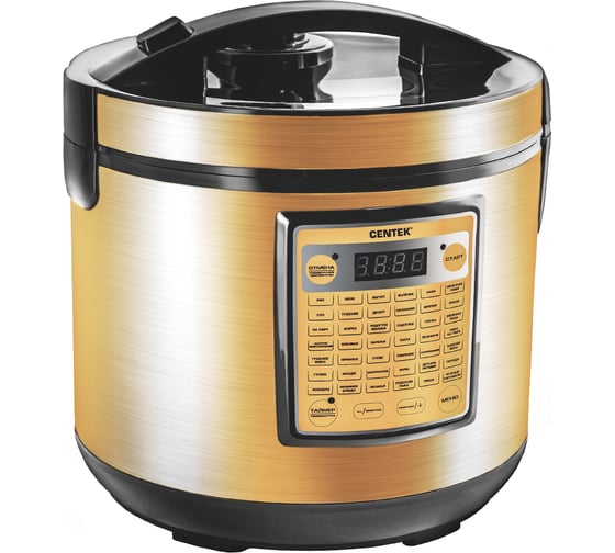 Изображение товара Мультиварка Centek золото 900 Вт, 5 л, керамическое покрытие чаши, 42 программы + мультишеф CT-1495 Black Ceramic