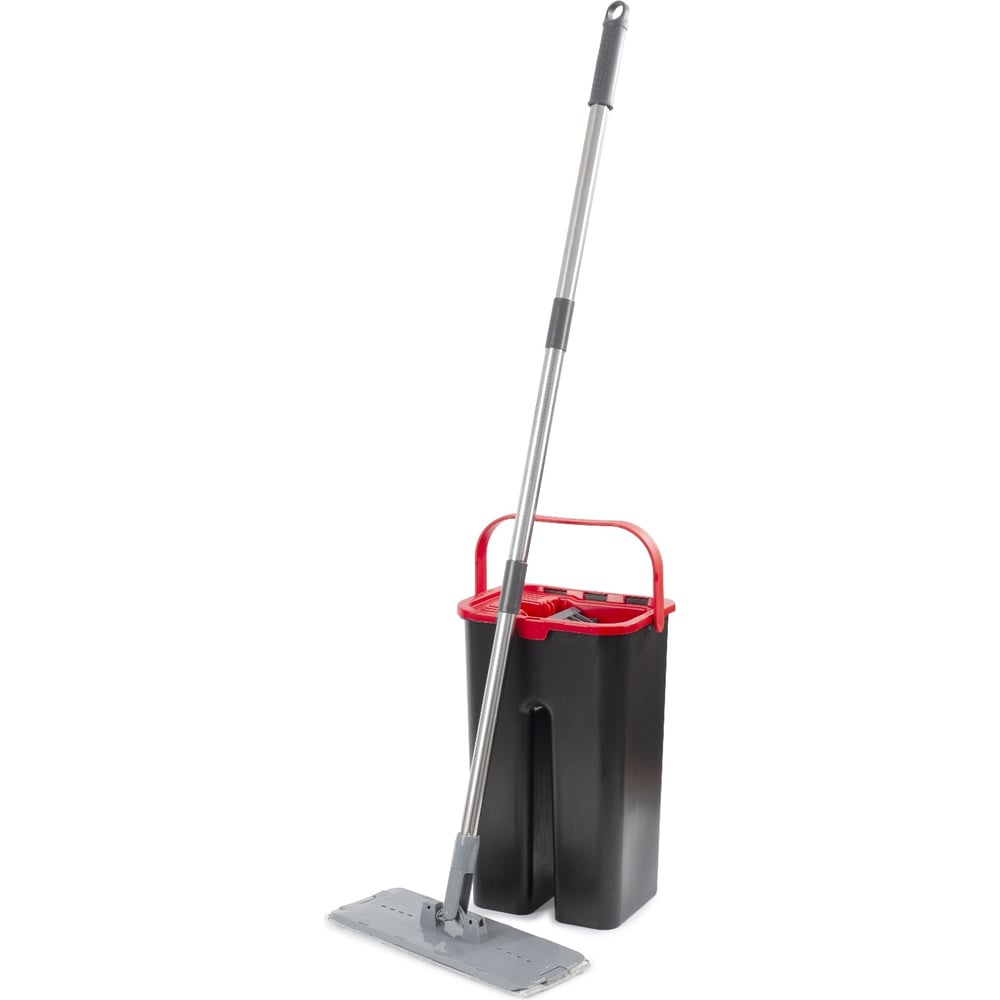 Набор для уборки Attribute швабра с ведром с отжимом и очисткой прямоугольная бело лиловая mop
