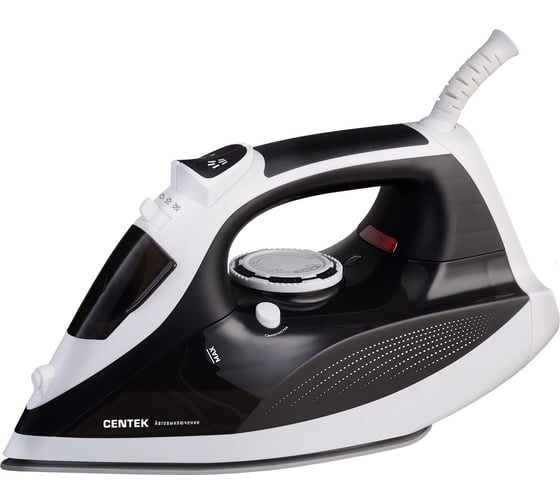 Изображение товара Утюг Centek черный 2800 Вт, керамическая подошва, паровой удар, защита от накипи, автовыключение CT-2317