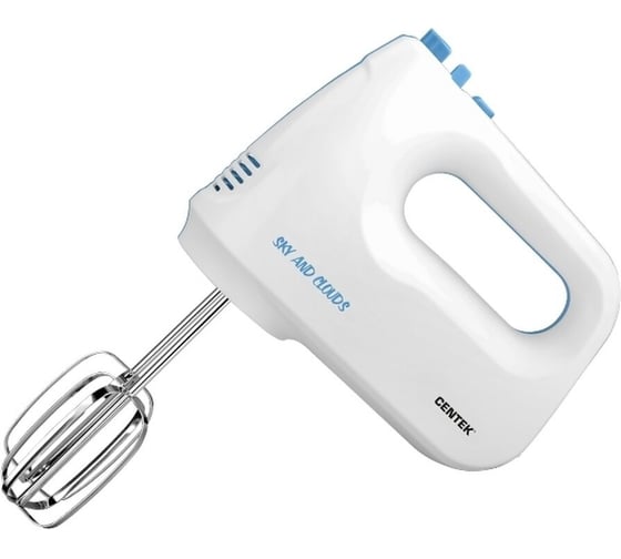Изображение товара Миксер Centek белый/синий 400Вт, 6 скоростей + турбо, взбивание/замешивание, экологический корпус CT-1128