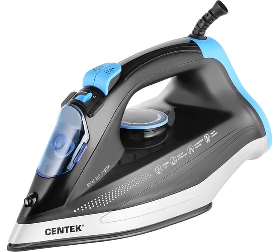 Изображение товара Утюг Centek 2600 Вт, керамическая подошва, 320 мл, самоочистка, паровой удар CT-2315 BLACK