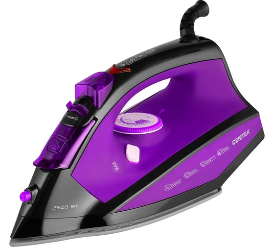 Изображение товара Утюг Centek 2500 Вт, керамическ подошва, 270 мл, паровой удар, самоочистка, капля-стоп CT-2355 VIOLET