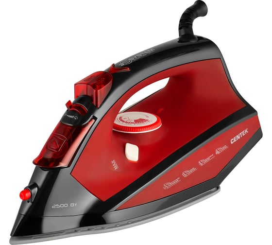 Изображение товара Утюг Centek 2500 Вт, керамическая подошва, 270 мл, паровой удар, самоочистка, капля-стоп CT-2355 RED