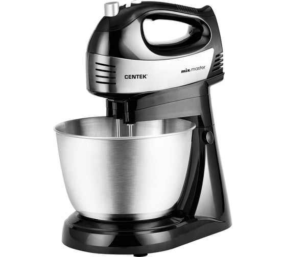 Изображение товара Миксер Centek с чашей черный/сталь 600 Вт, 5 скоростей + турбо, чаша 3 л CT-1124