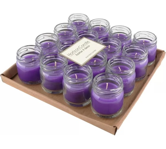 Изображение товара Свеча MIR LIGHT HorizonCandle ЛАВАНДА в стекле, h 45 мм, d 50 мм, 16 шт в упаковке, сиреневая СС-100612