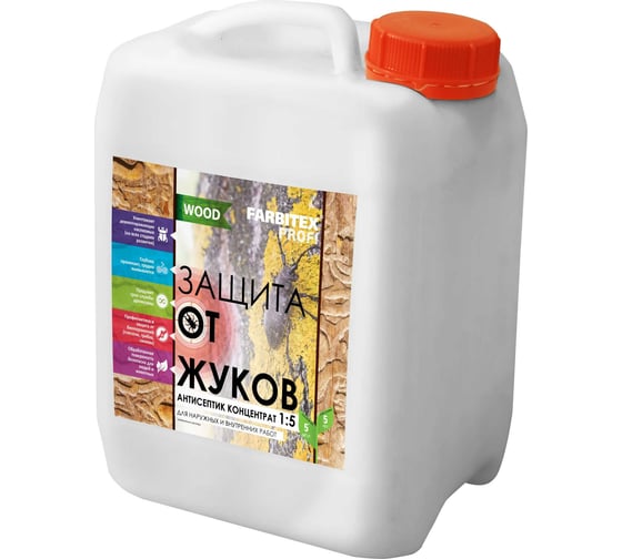 Изображение товара Антисептик концентрат 1:5 Защита от жуков Farbitex 10 л 4100011545