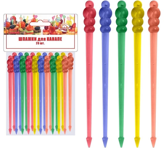 Изображение товара Шпажки для канапе МУЛЬТИДОМ Булава набор 20 шт, длина 90 мм МГ76-69