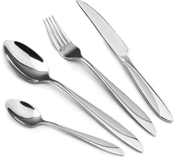 Изображение товара Набор столовых приборов Lara CAPELLA 24 предмета, зеркальная полировка, сатинированные вставки LR10-17/24