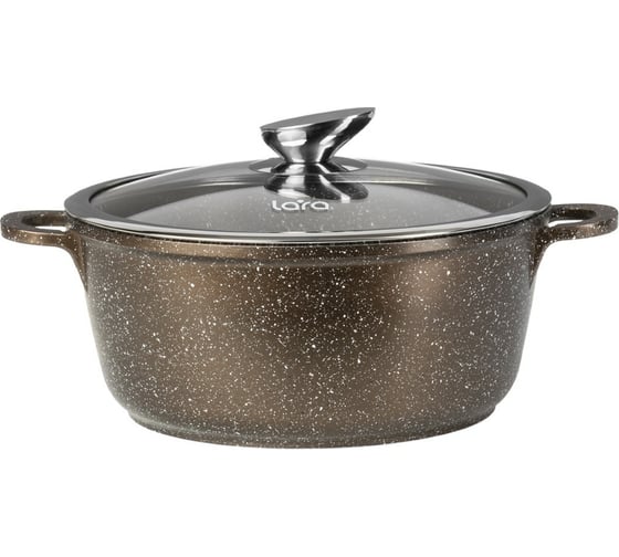 Изображение товара Кастрюля Lara Rio CHOCO 26x11.5 см, 5.0 л, мрамор, капсулированное индукционное дно, крышка LR02-205 CHOCO