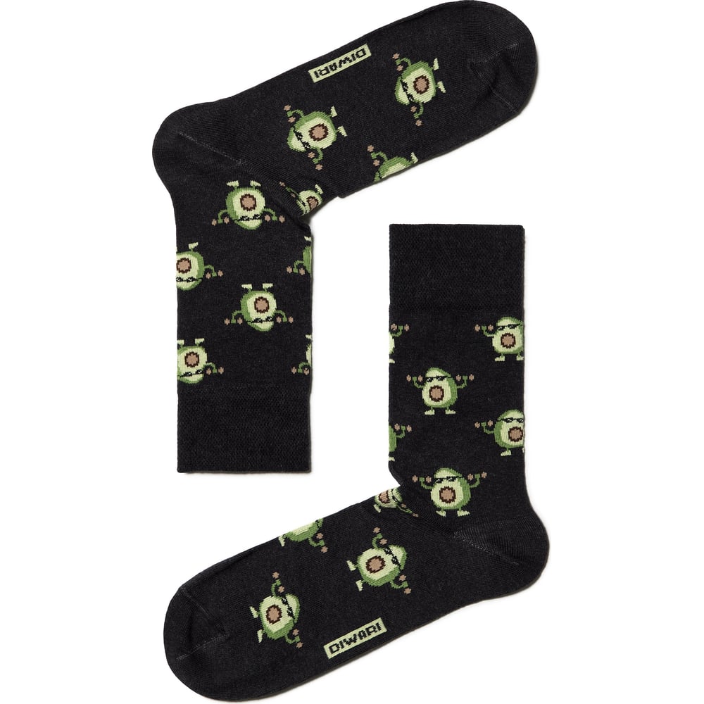 Изображение товара Мужские носки DIWARI HAPPY классические с принтом авокадо, 27 размер, черные