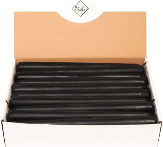 Изображение товара Коническая свеча MIR LIGHT HorizonCandle ЭКОНОМ h 250 мм, d 19 мм, 51 шт в упаковке, черная СС-68777