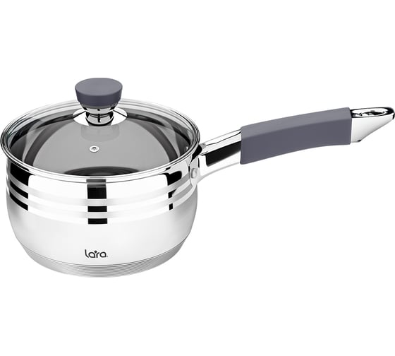 Изображение товара Сотейник Lara MERCURY нержавеющая сталь 2.1 л 16x7.5 см, капсулированное индукционное дно LR03-47