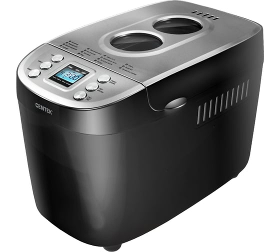 Изображение товара Хлебопечка Centek большой объем 1500 г, 860 Вт, 15 программ, таймер, LCD, окошко CT-1415 Black