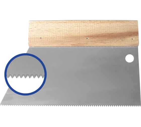 Изображение товара Зубчатый шпатель для клея JETTOOLS с деревянной ручкой, трапеция, 180 мм, зуб 5x4мм S2/180