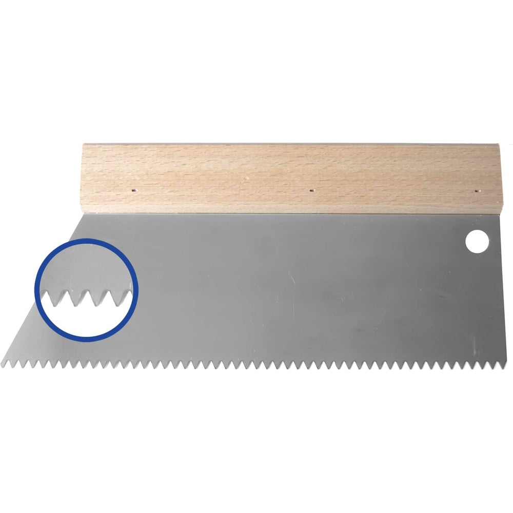 Изображение товара Зубчатый шпатель для клея JETTOOLS 250 мм с деревянной ручкой S3/250