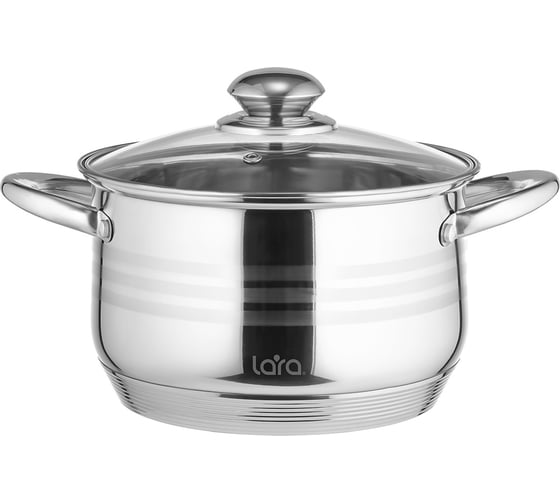 Изображение товара Кастрюля Lara SONATA нержавеющая сталь 20x12.5 см 3.9 л капсулированное индукционное дно, комбо-полировка, крышка LR02-582