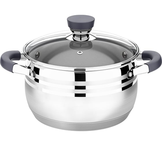 Изображение товара Кастрюля Lara MERCURY нержавеющая сталь 24 см, 6.5 л, стальные ручки, капсулированное индукционное дно, жаропрочная крышка LR02-474