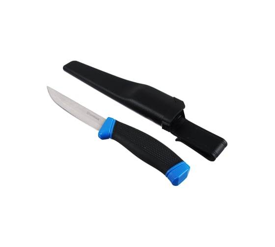 Изображение товара Универсальный нож для рыбалки и туризма c ножнами ЕРМАК 21.5см, сталь, пластик 118-148