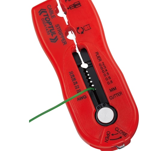 Изображение товара Многофункциональный стриппер для зачистки и резки провода TOPTUL 0.2-0.8 мм, DIDA1430