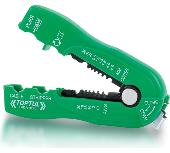 Изображение товара Многофункциональный стриппер для зачистки и резки провода TOPTUL 0.8-2.6 мм, DIDA1020