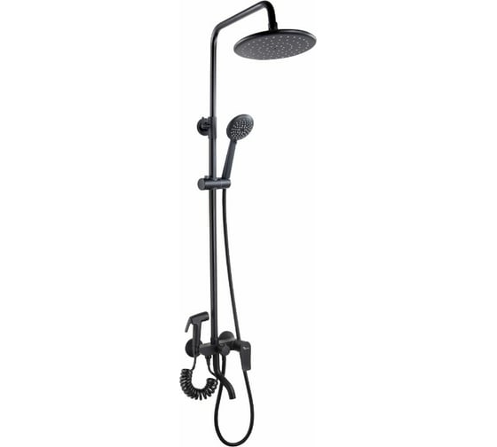 Изображение товара Душевая система для ванны FASHUN с поворотным изливом, из нержавеющей стали, матовый, чёрный, однорычажный PL2403-7