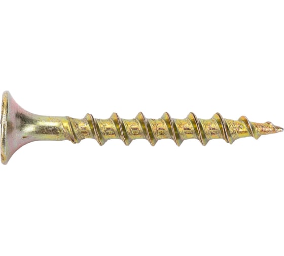 Изображение товара Саморезы Gigant 3,5x32, потайная головка, крупный шаг, желтый цинк, 1 кг (примерно 543 шт) 123508