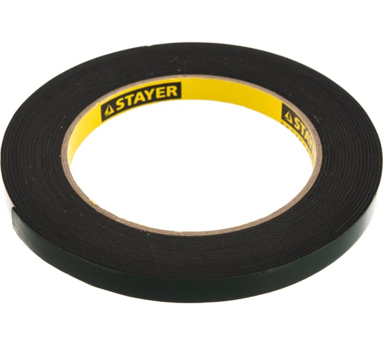 Изображение товара Лента PROFI клейкая монтажная на вспененной основе (5 м; 9 мм; черная) STAYER 12233-09-05