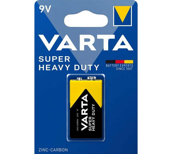 Изображение товара Батарейка Varta SUPERLIFE Крона 6F22 BL1 Heavy Duty 9V (2022) 02022101411