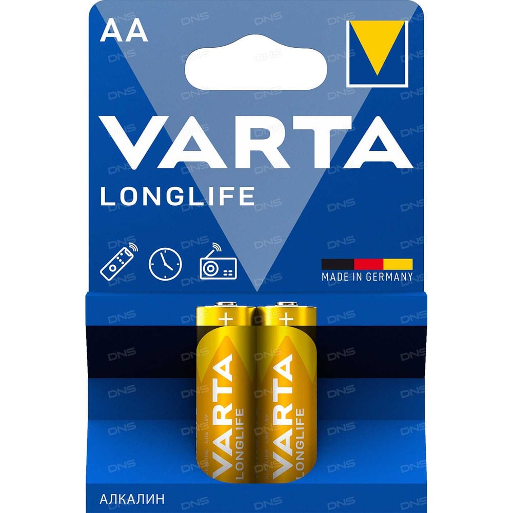 Изображение товара Батарейка Varta LONGLIFE LR6 AA BL2 Alkaline 1.5V (4106) 04106101412