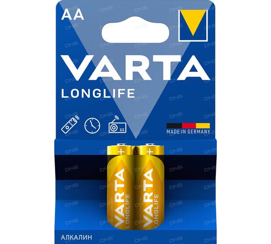 Изображение товара Батарейка Varta LONGLIFE LR6 AA BL2 Alkaline 1.5V (4106) 04106101412