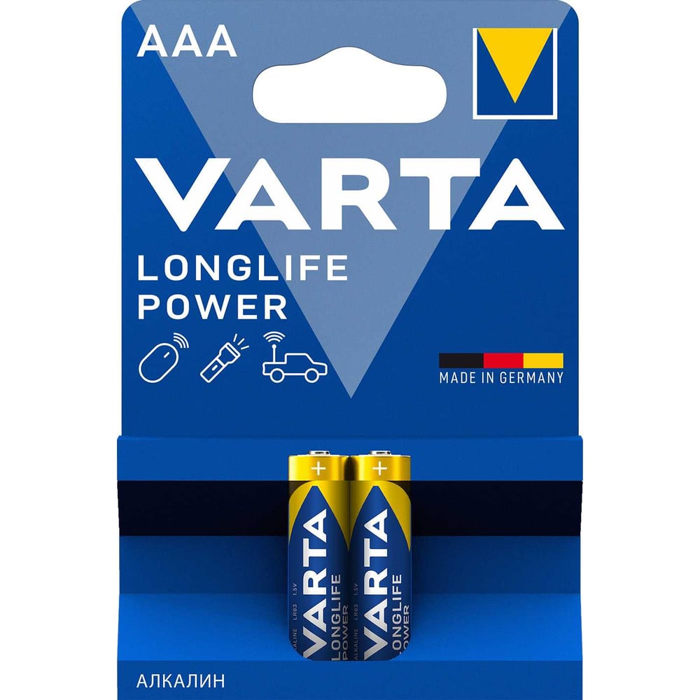 Изображение товара Батарейка Varta LONGLIFE POWER (HIGH ENERGY) LR03 AAA BL2 Alkaline 1.5V 4903121412 RPL00421