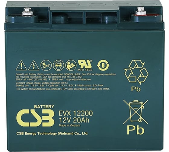 Изображение товара Аккумулятор для ИБП CSB EVX12200 12В, 20 Ач УТ-00000179