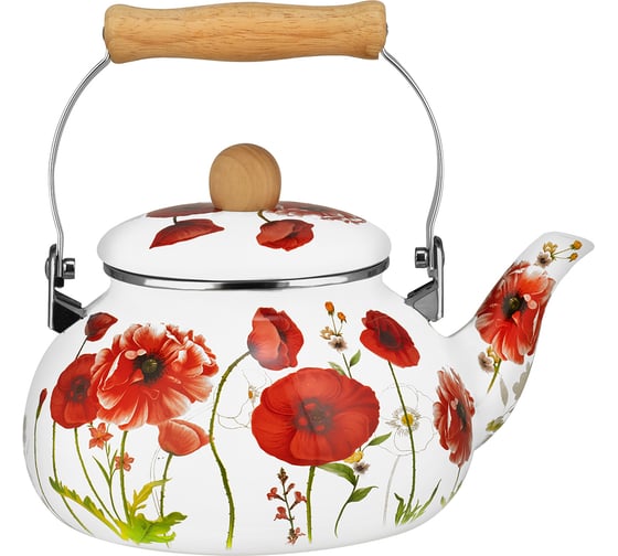 Изображение товара Чайник Lara эмаль 2.2 л, деревянная ручка, 3-х слойное покрытие, индукционное дно LR00-30