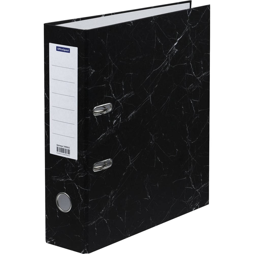 Изображение товара Папка-регистратор OfficeSpace 80 мм черная мрамор A4 для документов
