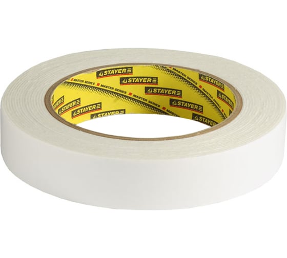 Изображение товара Лента PROFI клейкая двусторонняя, на вспененной основе (5 м; 19 мм; белая) STAYER 12231-19-05