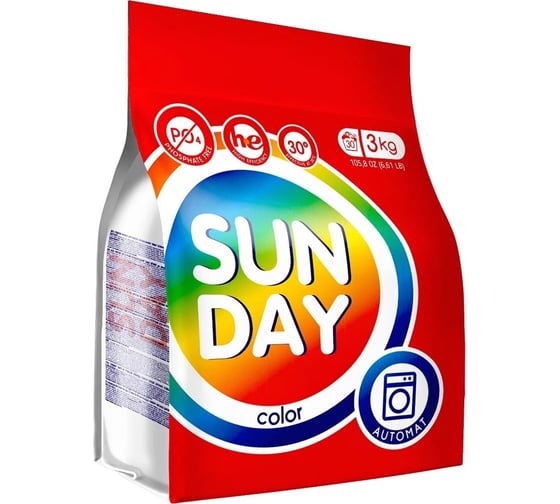 Изображение товара Стиральный порошок автомат Сонца 3кг Sunday для цветного 86213
