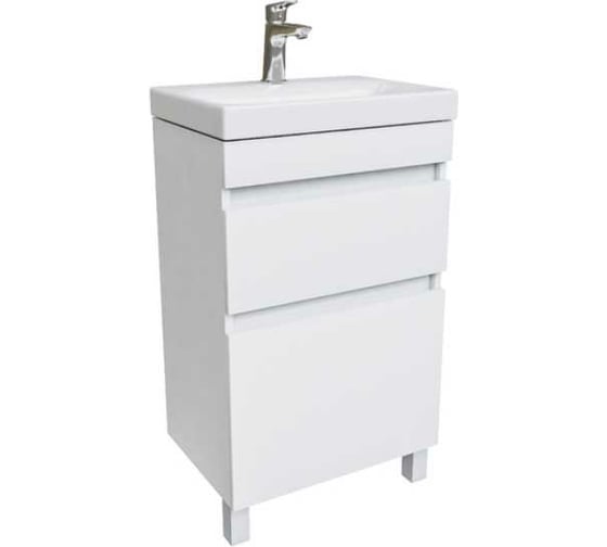 Изображение товара Тумба с умывальником IDDIS Zodiac напольная с ящиками, белая, 50 см, подходит ум. 3505000i28 ZOD5CBFi95K
