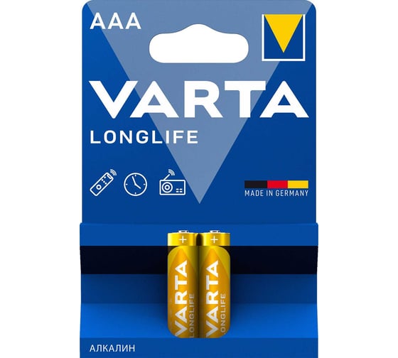 Изображение товара Батарейка Varta LONGLIFE LR03 AAA BL2 Alkaline 1.5V (4103) 4103101412 RPL00768