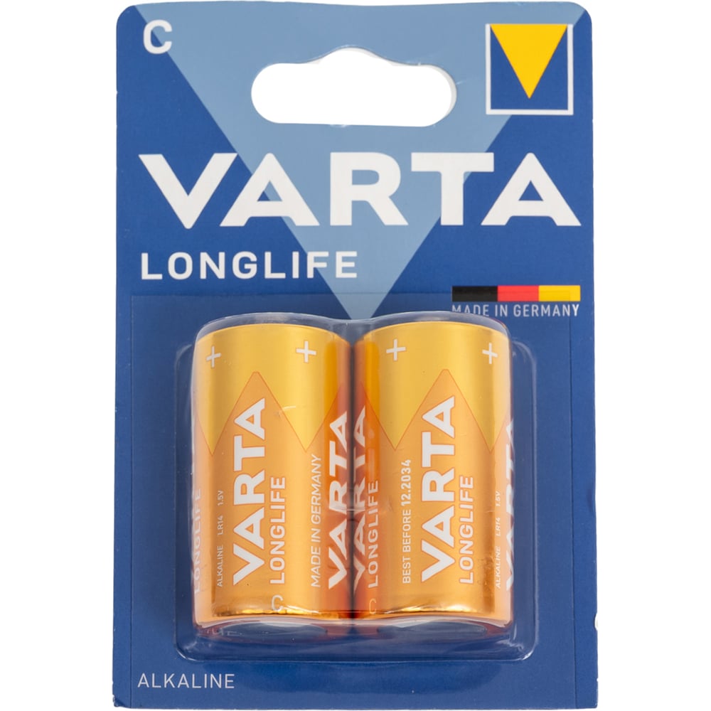 Изображение товара Батарейки Varta LONGLIFE LR14 C BL2 Alkaline 1.5V (4114), упаковка 2 шт