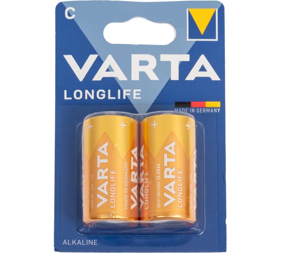 Изображение товара Батарейка Varta LONGLIFE LR14 C BL2 Alkaline 1.5V (4114) 04114101412