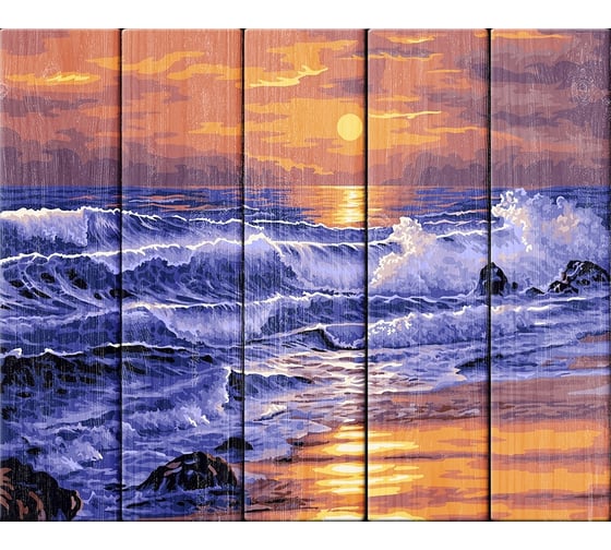 Изображение товара Картина ФРЕЯ Закат над морем PKW-1 66 по номерам, на деревянной основе,  40x50 см 563402