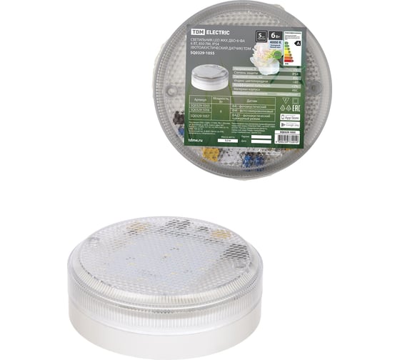 Изображение товара светильник led жкх дбо-6-фа 6 вт, 850 лм, ip54 (фотоакустический датчик) TDM ELECTRIC SQ0329-1055