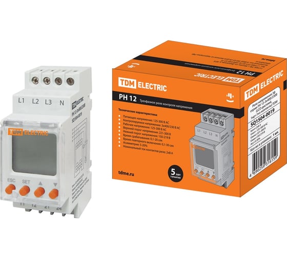 Изображение товара Реле напряжения TDM ELECTRIC 3ф серии рн 12-3x400/230в (lcd-дисплей, 1нр+1нз-контакты) SQ1504-0019
