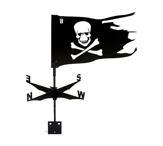 Изображение товара Флюгер Borge Пиратский флаг, 485x335 мм, чёрный RAL 9005 01.451.05.00.04.000.9005