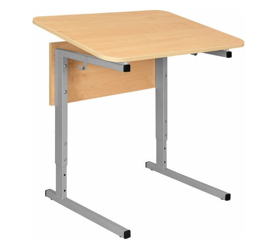 Изображение товара Стол-парта ДЭМИ 1-местный, регулируемый угол, Сут.54-01, 600x500x640-780 мм, рост 4-6, серый каркас, ЛДСП клён 532702