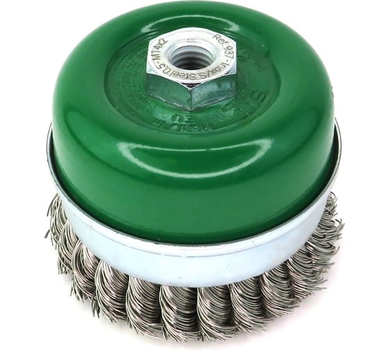 Изображение товара Щетка чашечная усиленная жгутовая 95 мм, М14, с кольцом для ушм, проволока нерж. сталь 0.5 мм SIT 0937