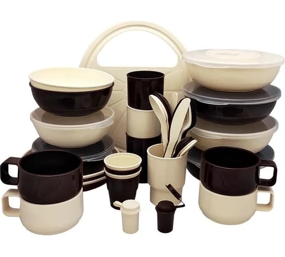 Изображение товара Набор посуды SOLARIS Расширенный на 4 персоны ванильно-шоколадный S1420