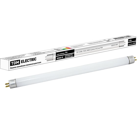 Изображение товара Люминесцентная линейная двухцокольная лампа TDM ELECTRIC ЛЛ-12/6Вт SQ0355-0001