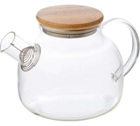 Изображение товара Заварочный чайник Mallony Foresta di bambu, объем 1 л, из боросиликатного стекла с крышкой из бамбука 910122